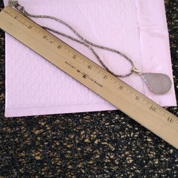 Fabulina Designs Druzy Goldtone Teardrop Necklace - Picture 4 of 4